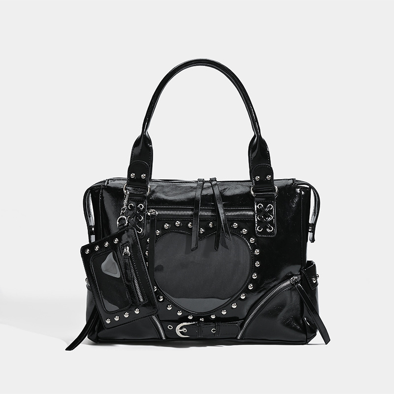Bucket Bag Suede - Punk Leopard Print Rivet Motorcycle Ita