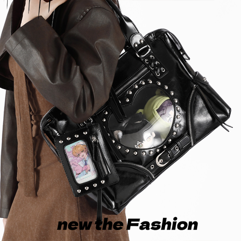 Punk Leopard Print Rivet Motor - огляд і ціна Bucket Bag Suede