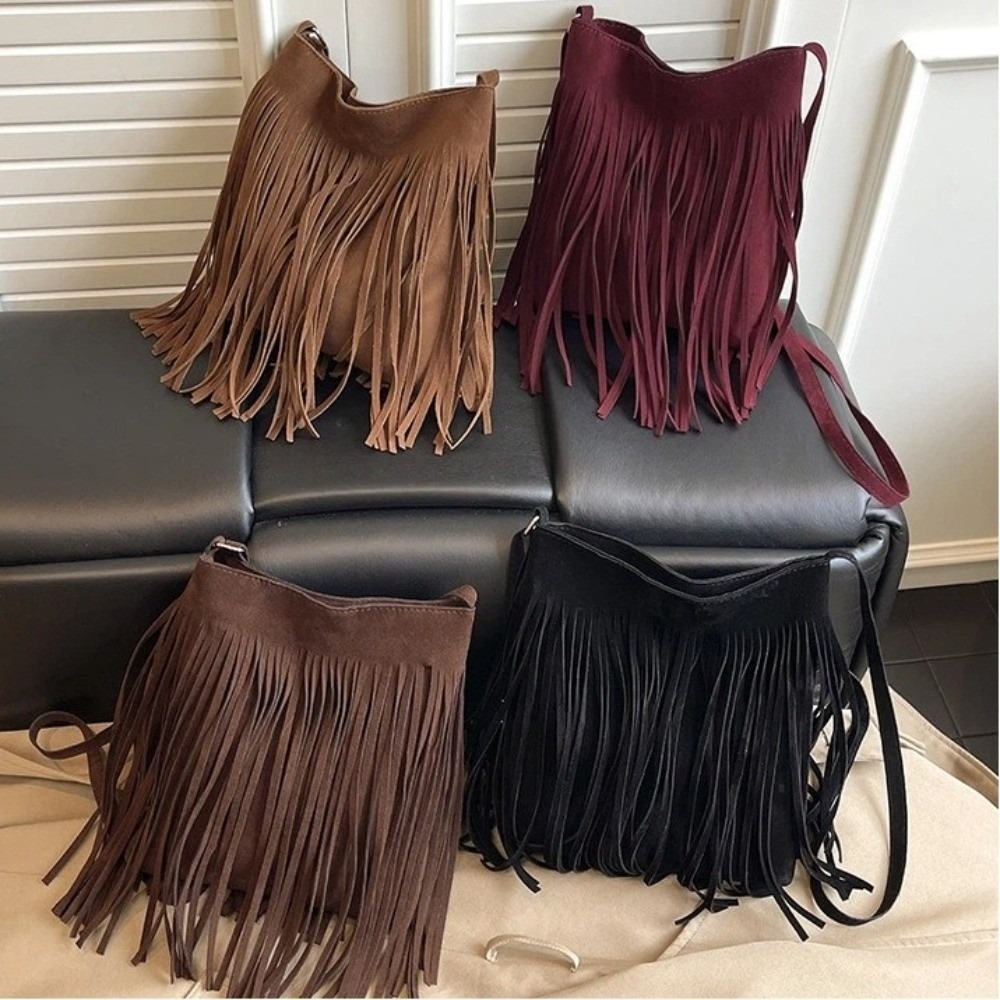 Fashion Suede Fringe Crossbody - огляд і ціна Bucket Bag Suede