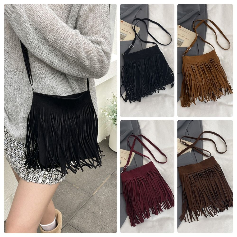 Fashion Suede Fringe Crossbody - огляд і ціна Bucket Bag Suede