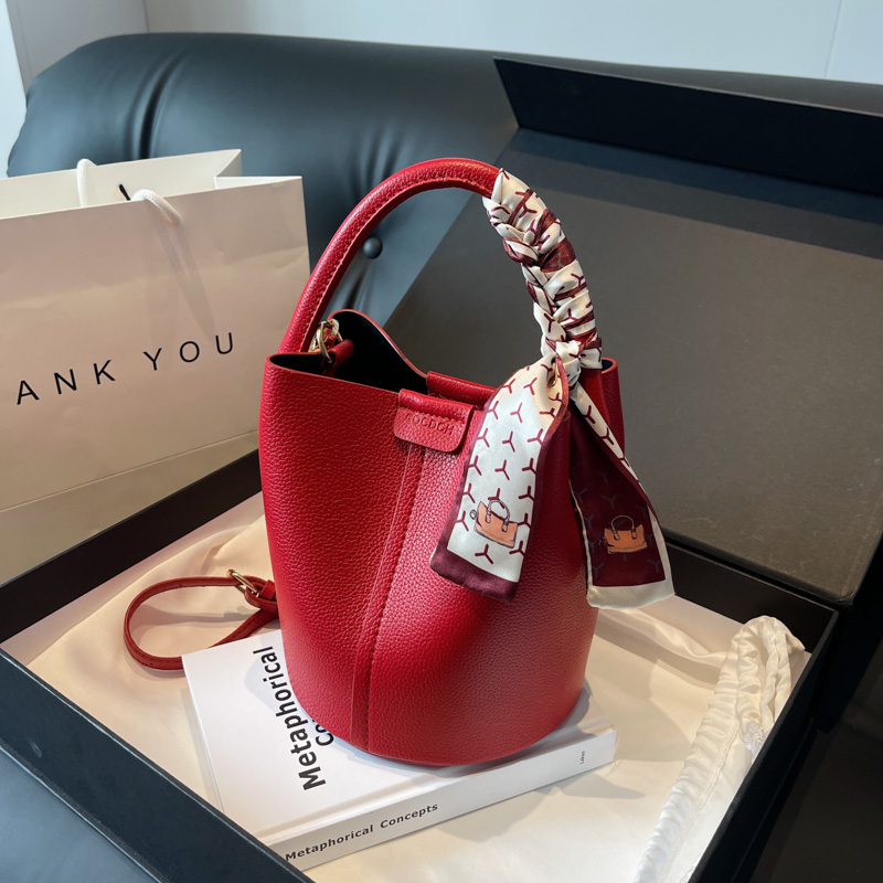 Red PU Bucket Shoulder and Cro - огляд і ціна Luxury Bags For Sale