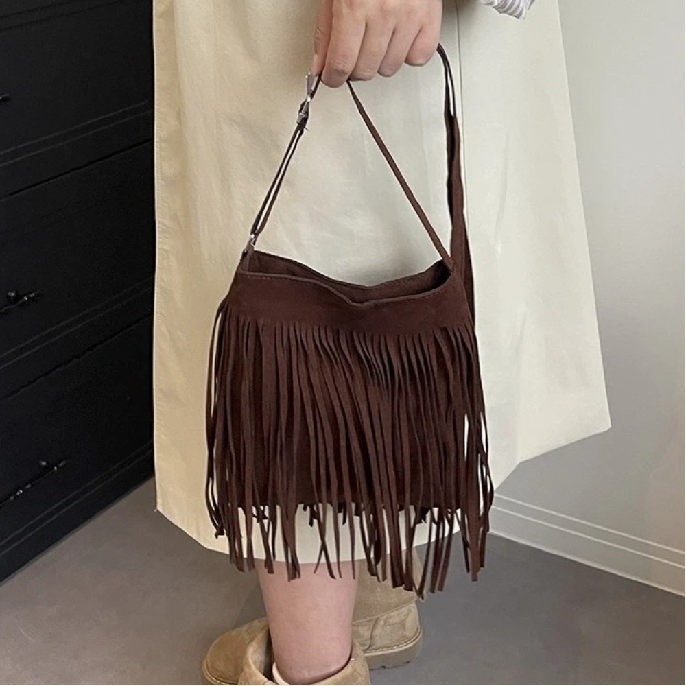 Vintage Suede Fringe Crossbody - огляд і ціна Bucket Bag Suede