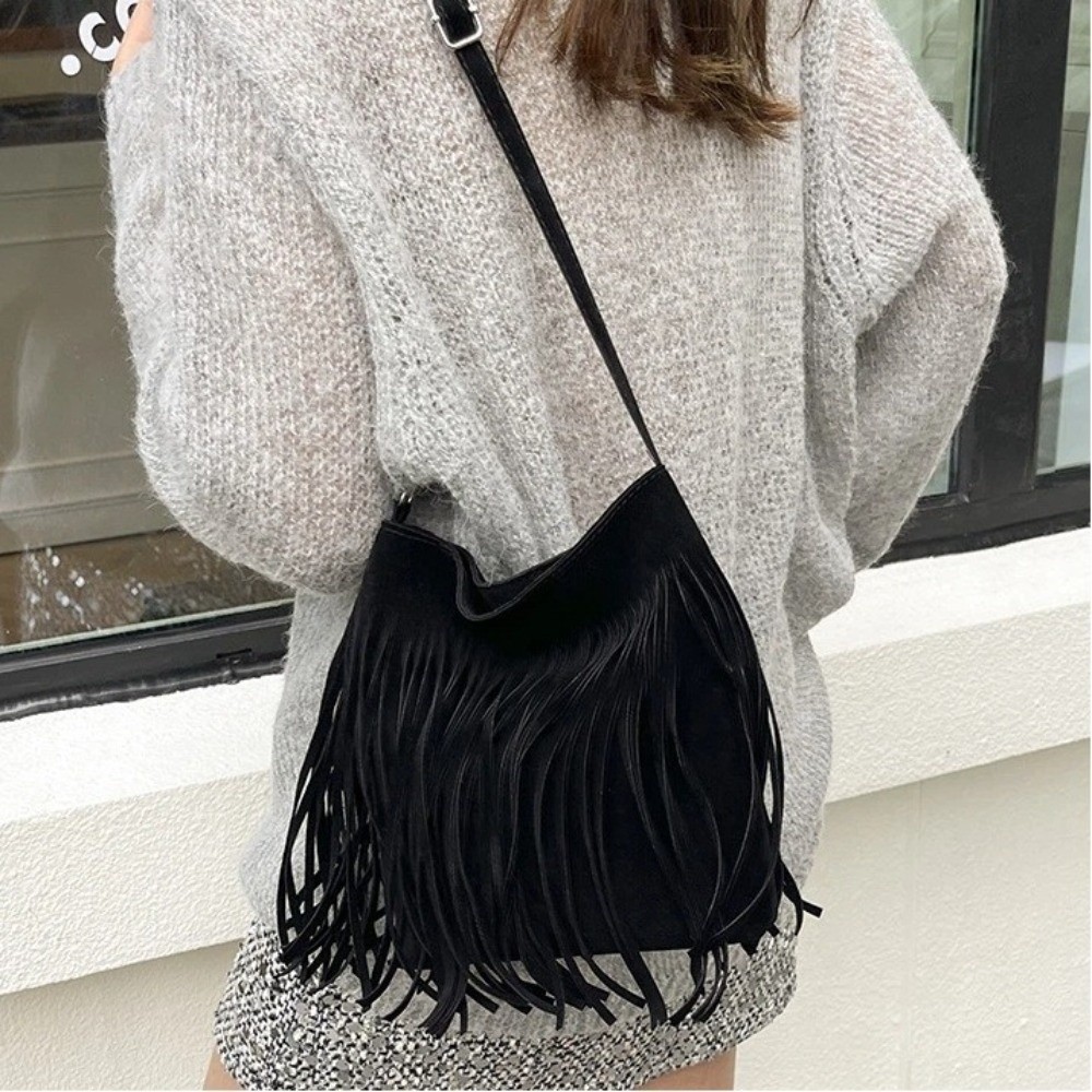 Vintage Suede Fringe Crossbody - огляд і ціна Bucket Bag Suede