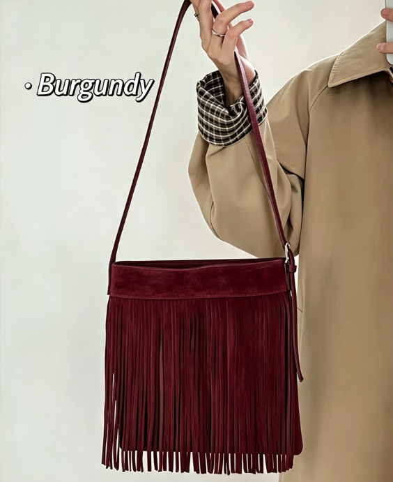 Vintage Bohemian Fringe Tassel - огляд і ціна Bucket Bag Suede