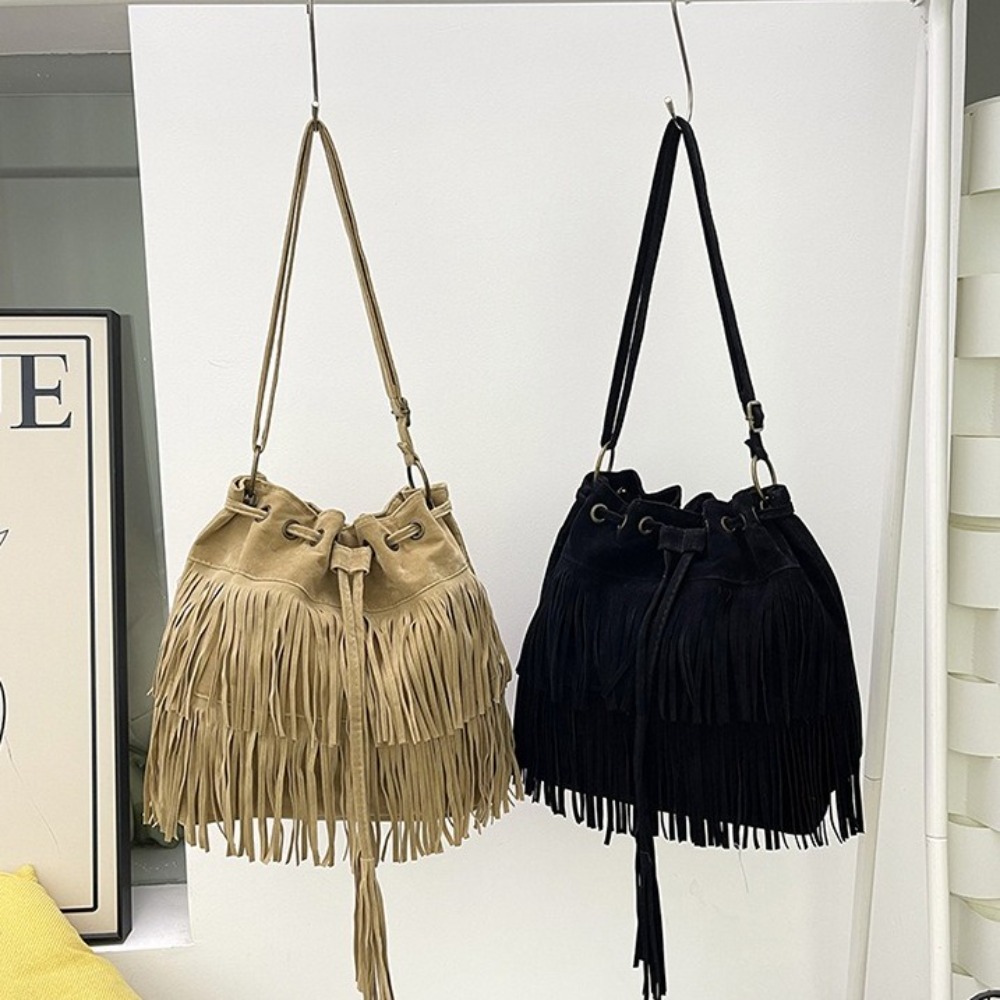 Korean Style Tassel Shoulder B - огляд і ціна Bucket Bag Suede