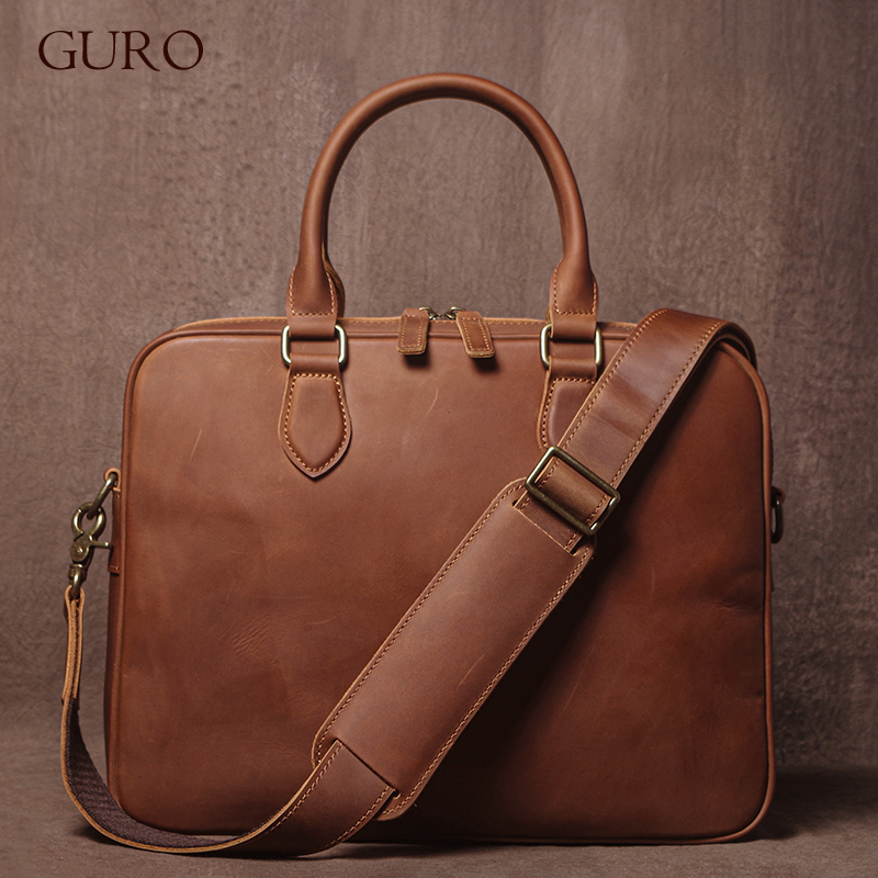 GURO Men Crazy Horse Cowhide B - огляд і ціна Luxury Bags For Laptop