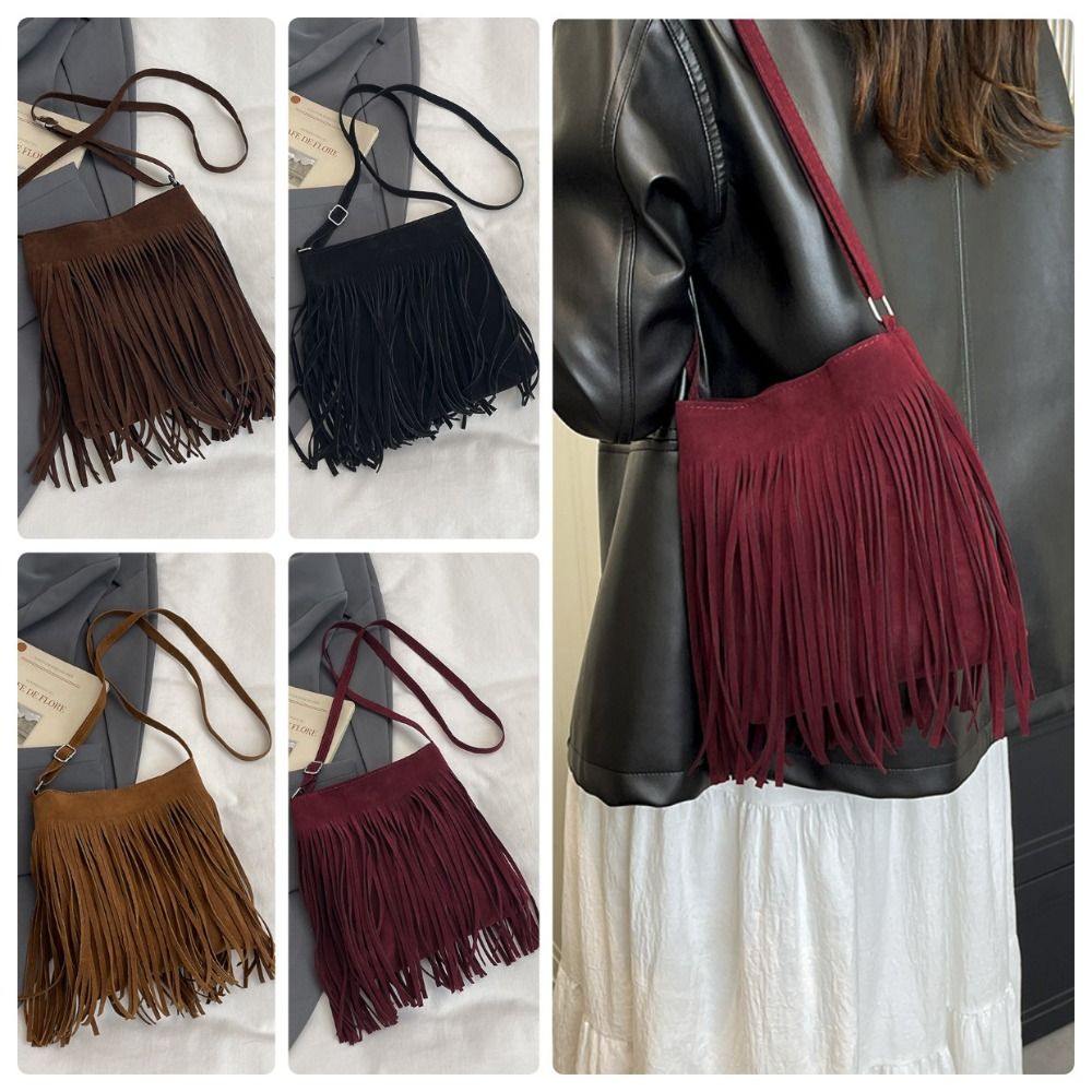 Fashion Suede Fringe Crossbody - огляд і ціна Bucket Bag Suede