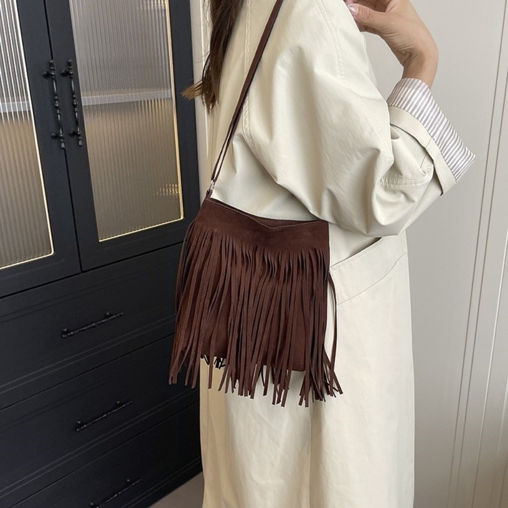 Fashion Suede Fringe Crossbody - огляд і ціна Bucket Bag Suede