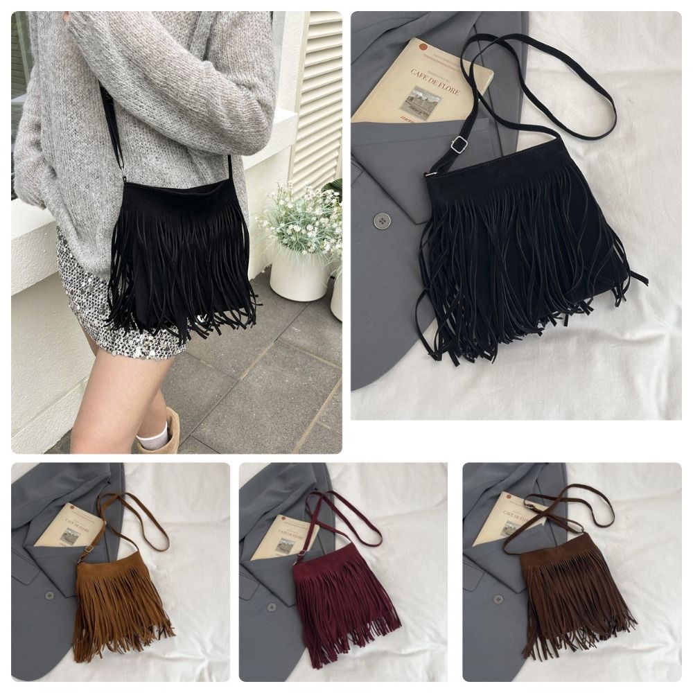 Vintage Suede Fringe Crossbody - огляд і ціна Bucket Bag Suede
